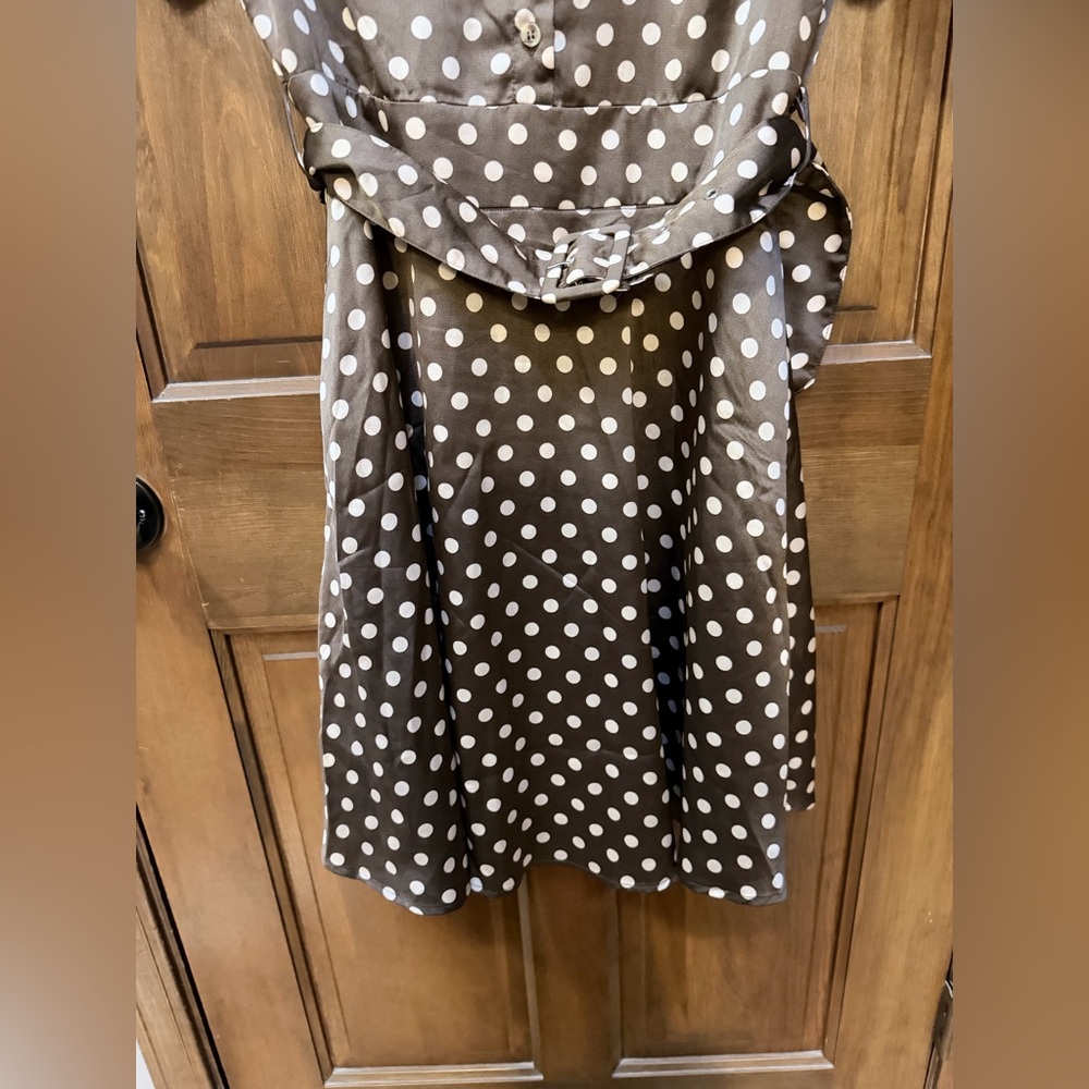 Gilli Brown Polka Dot Midi Dress with Belt NWT - Picture 4 of 11